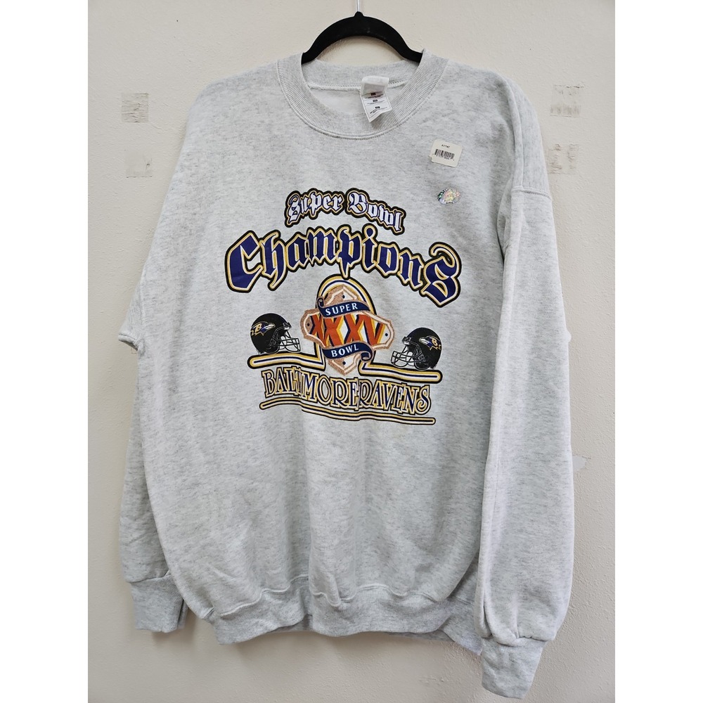 Vtg Fruit of the Loom Baltimore Ravens Super Bowl XXXV Champions Sweatshirt XL